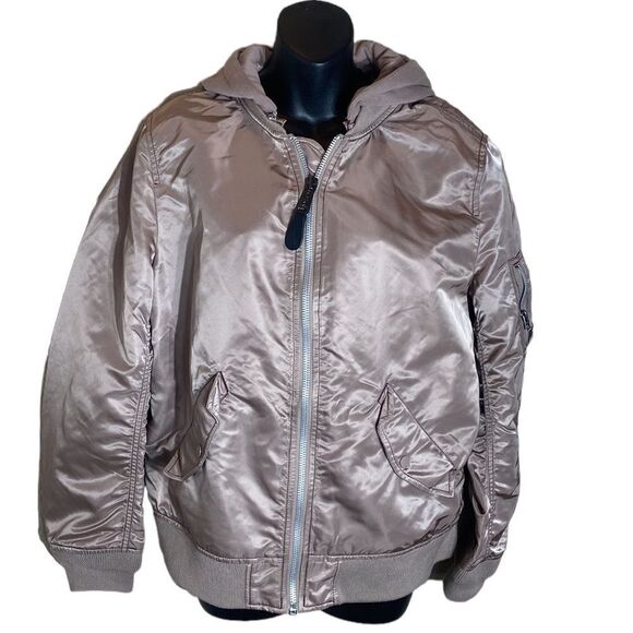 Alpha industries Inc womens bomber jacket satin dusty pink glossy look large - Picture 1 of 8